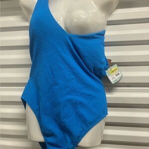Blue One-Shoulder Swimsuit